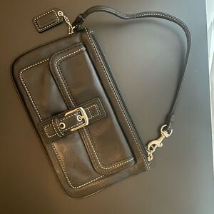 Coach black leather wristlet